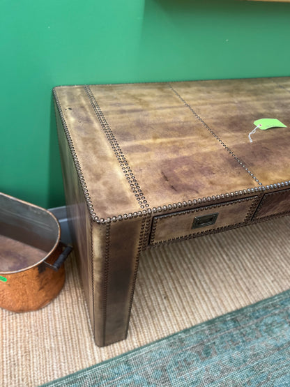 RH Mayfair Leather Steamer Trunk Desk