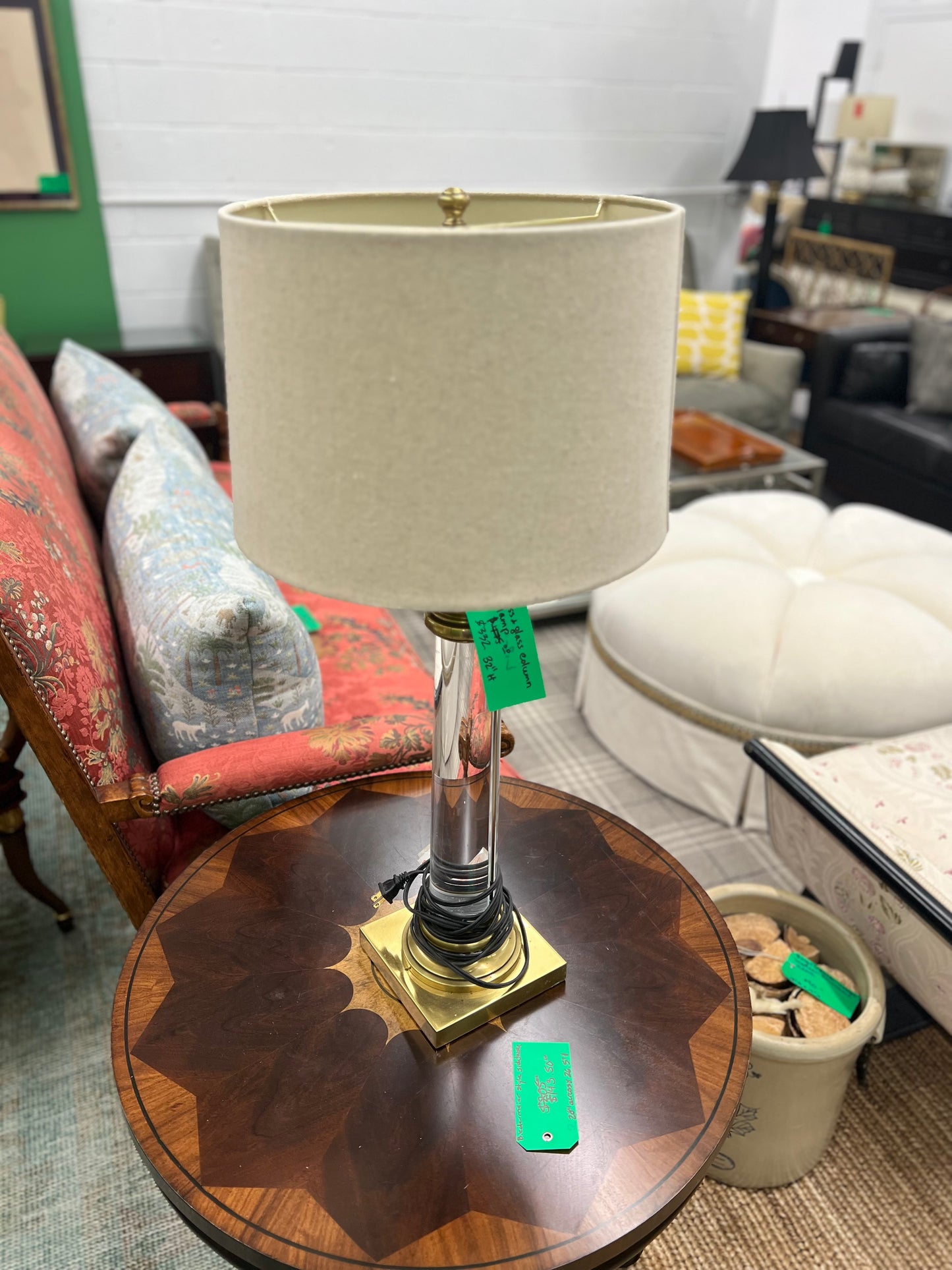 Brass And Glass Column Lamp