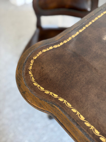 Baker Game Table With Four Leather Chairs