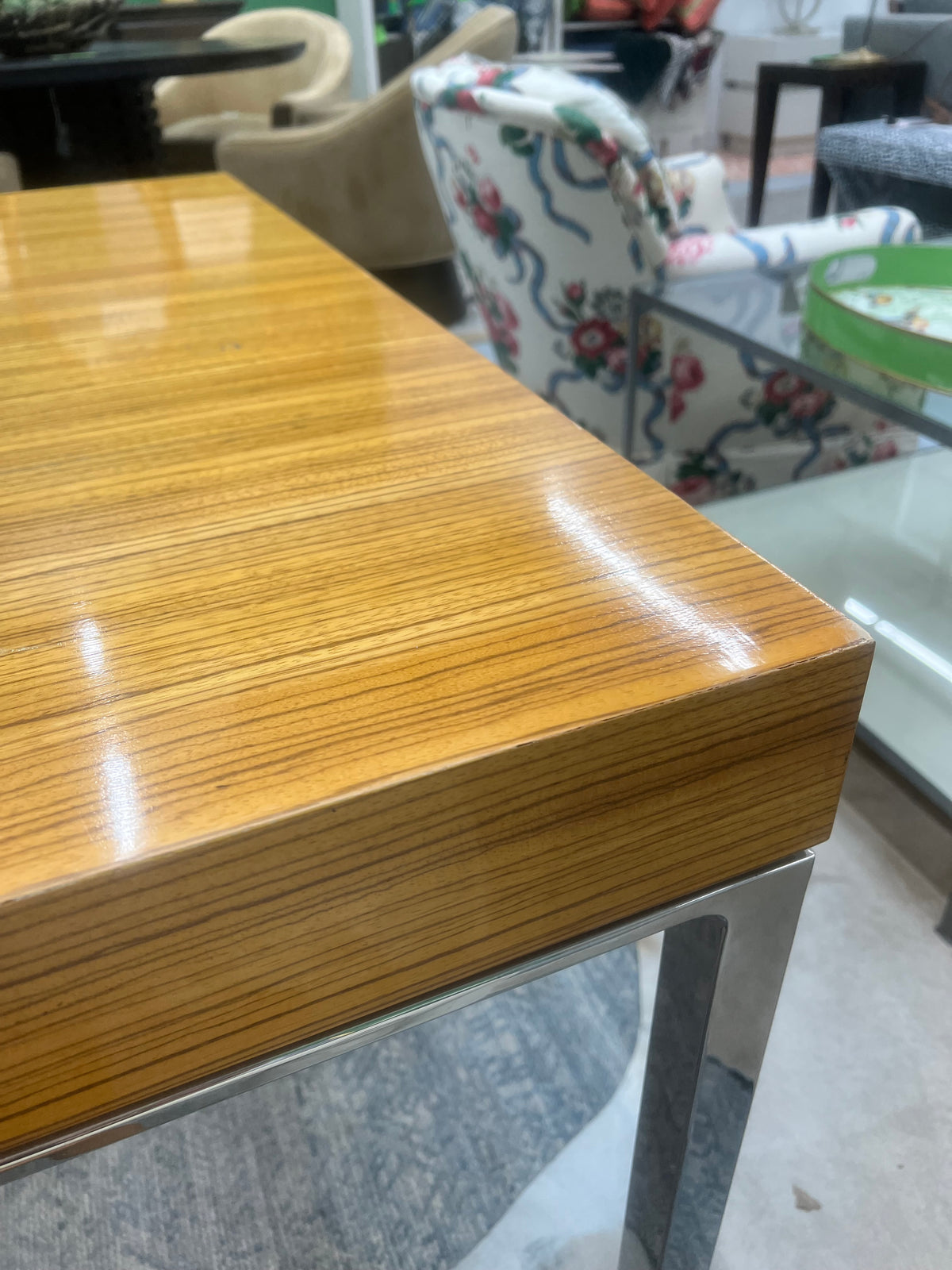 Mid Century Modern Dining Table With Chrome Legs
