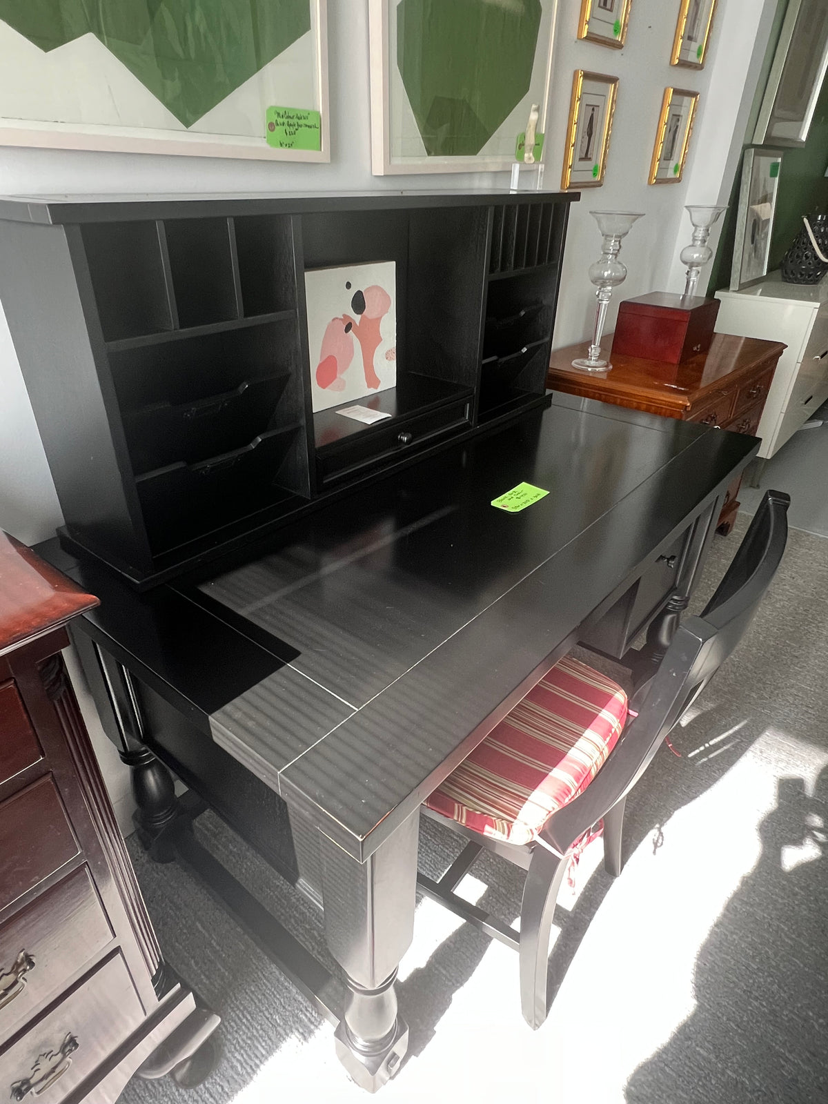 Black Desk And Chair With Detachable Hutch