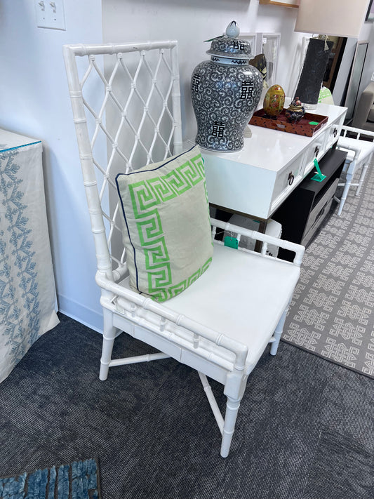 White Lacquered Bamboo Accent Chair