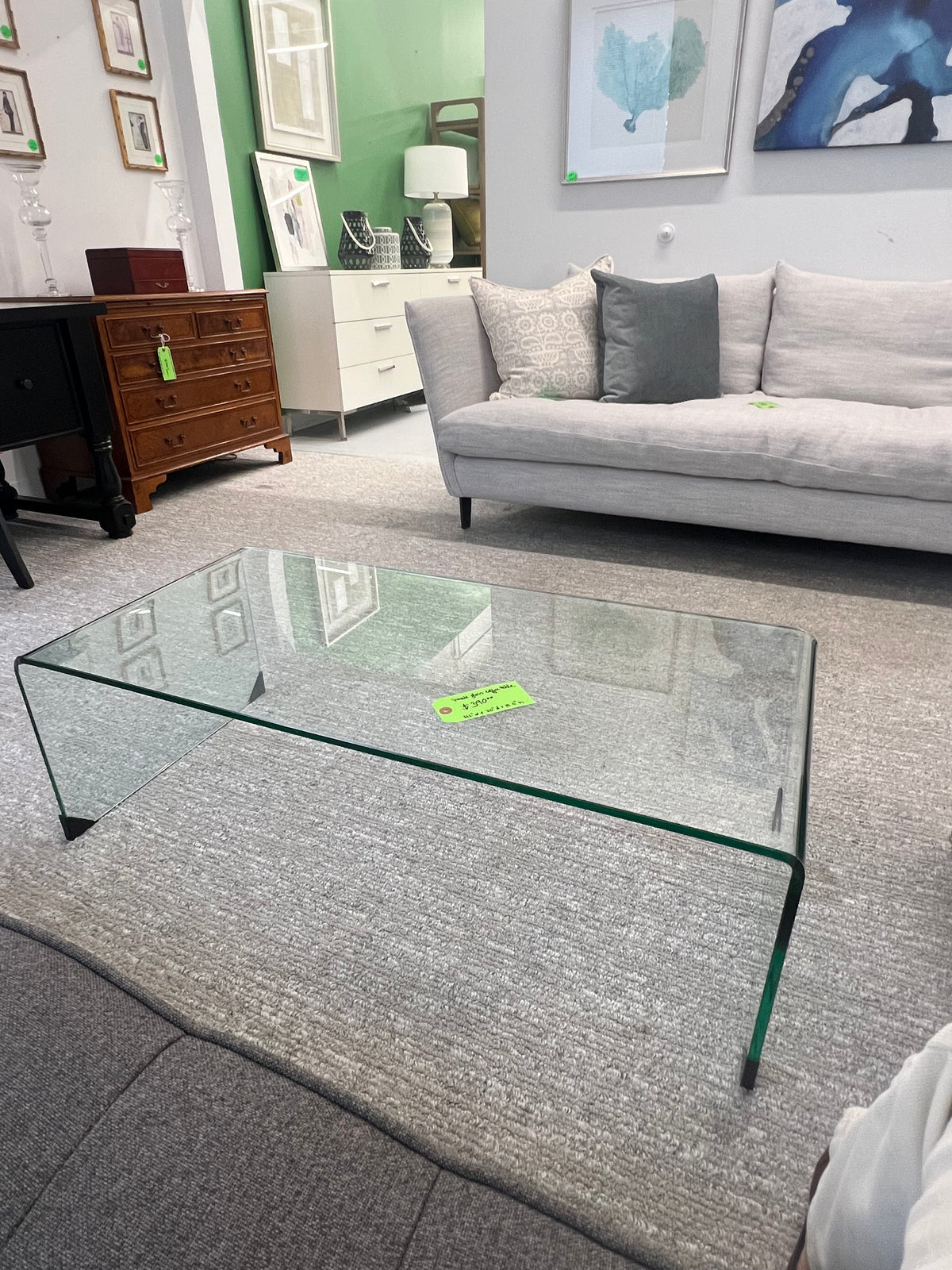 Small Glass Waterfall Coffee Table