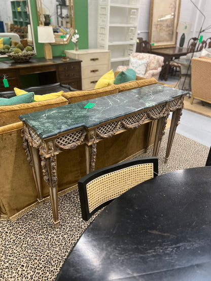 Italian Made French Louis XVI Style Marble Console With Gold Leaf