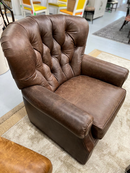 Restoration Hardware Leather Swivel Chair