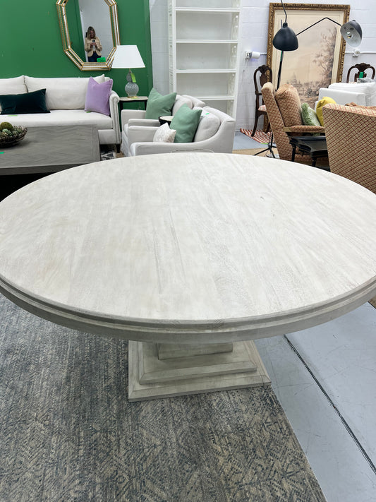 Ballard Design 60” Pedestal Dining Table In Mango Wood