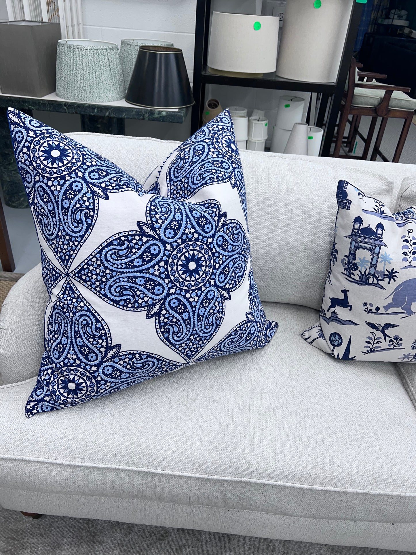 Bedside Manor Blue And White Medallion Pillow