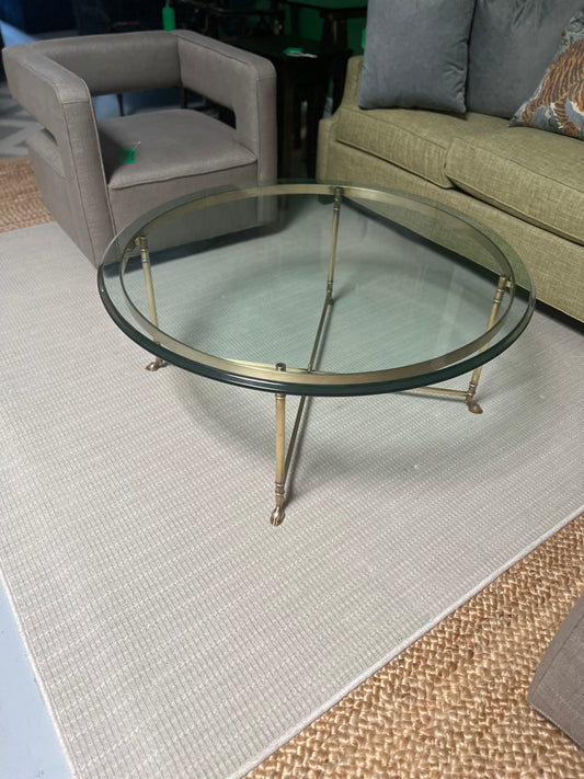 Round Glass Top Coffee Table With Brass Frame
