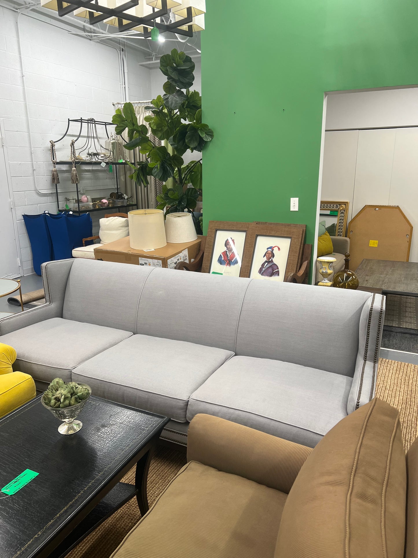Mitchell Gold Bob Williams Wingback Gray Sofa