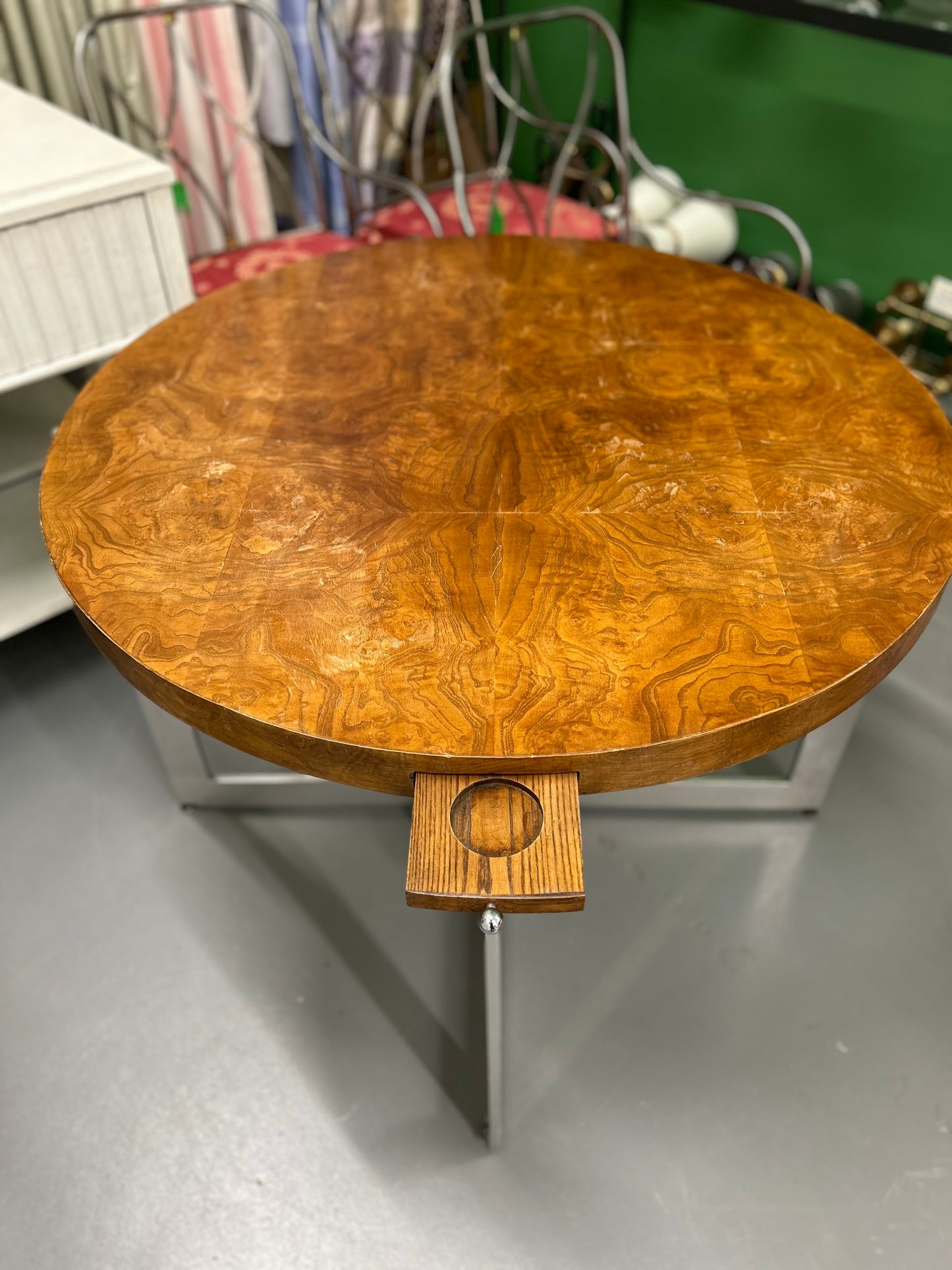 Wood And Chrome Round Table