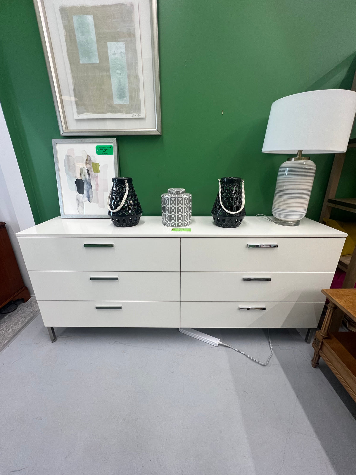 White Six Drawer Dresser