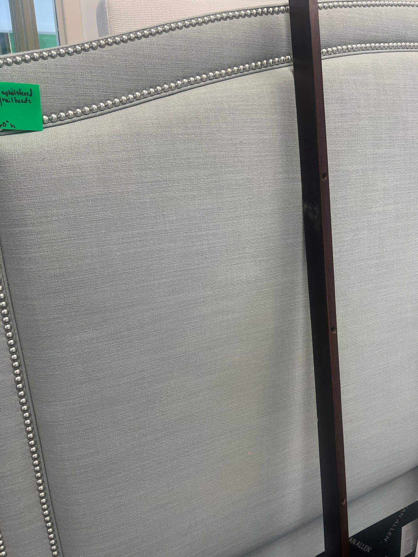 Ethan Allen Blueish/Gray King Bed With Nail Head