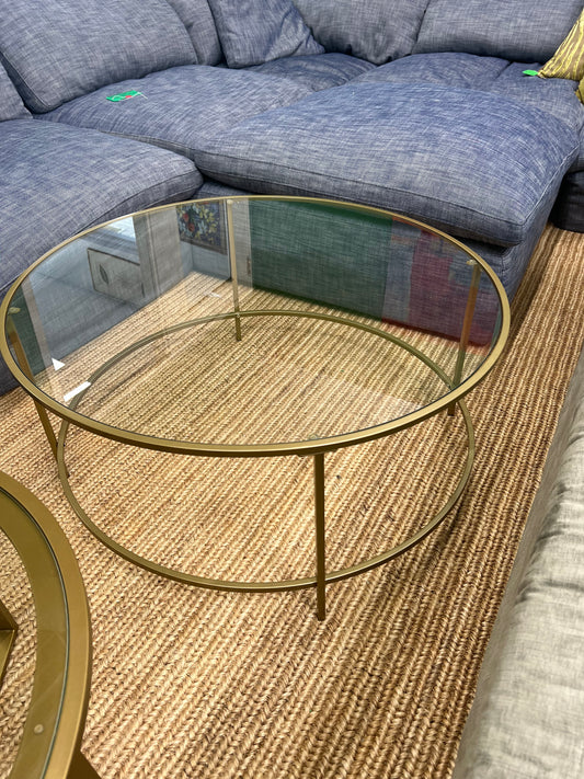 Round Glass And Metal Coffee Table