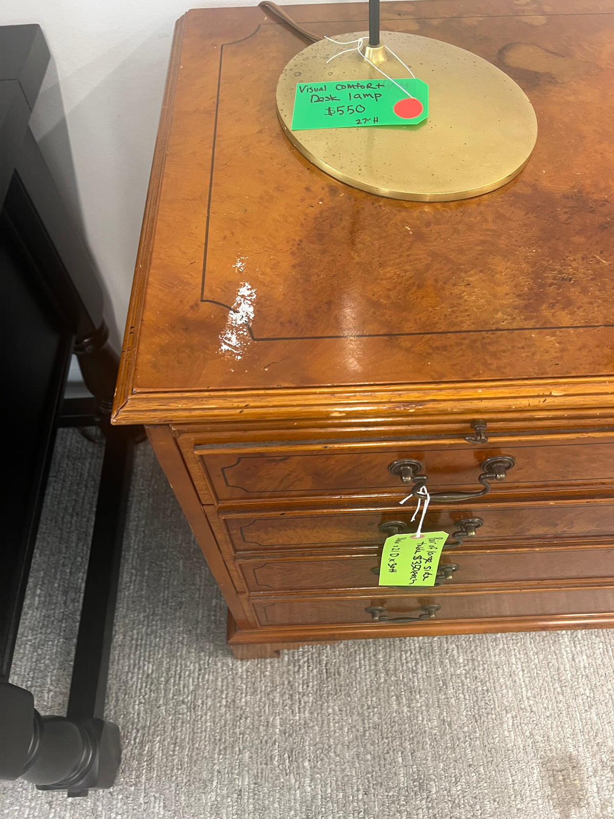 Five Drawer Burled Wood Chest