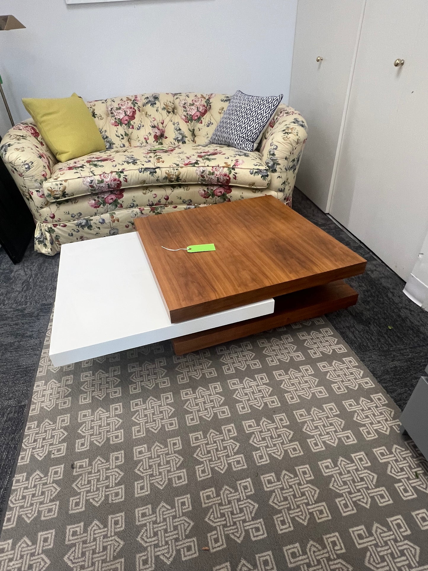 Modern Walnut & Acrylic Coffee Table