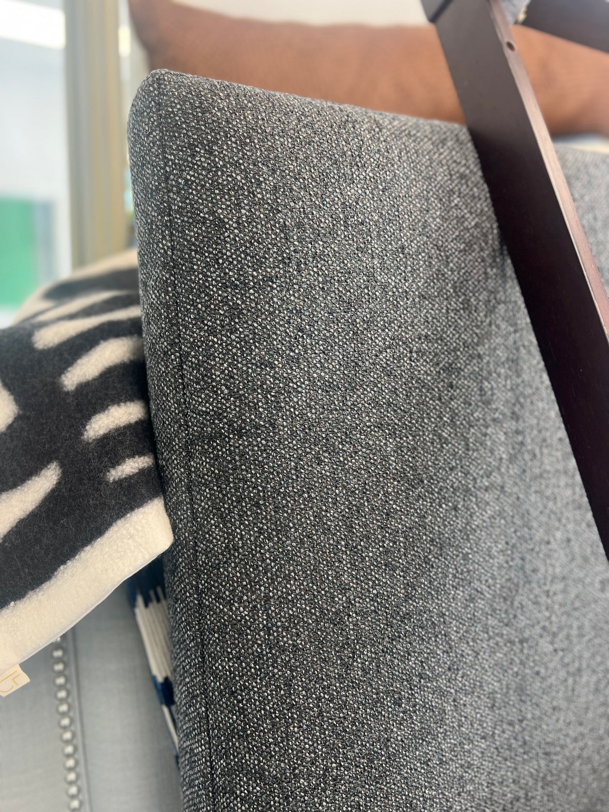 Gray Tweed Upholstered Queen Bed