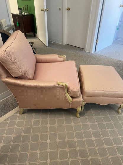French Silk Chair With Ottoman