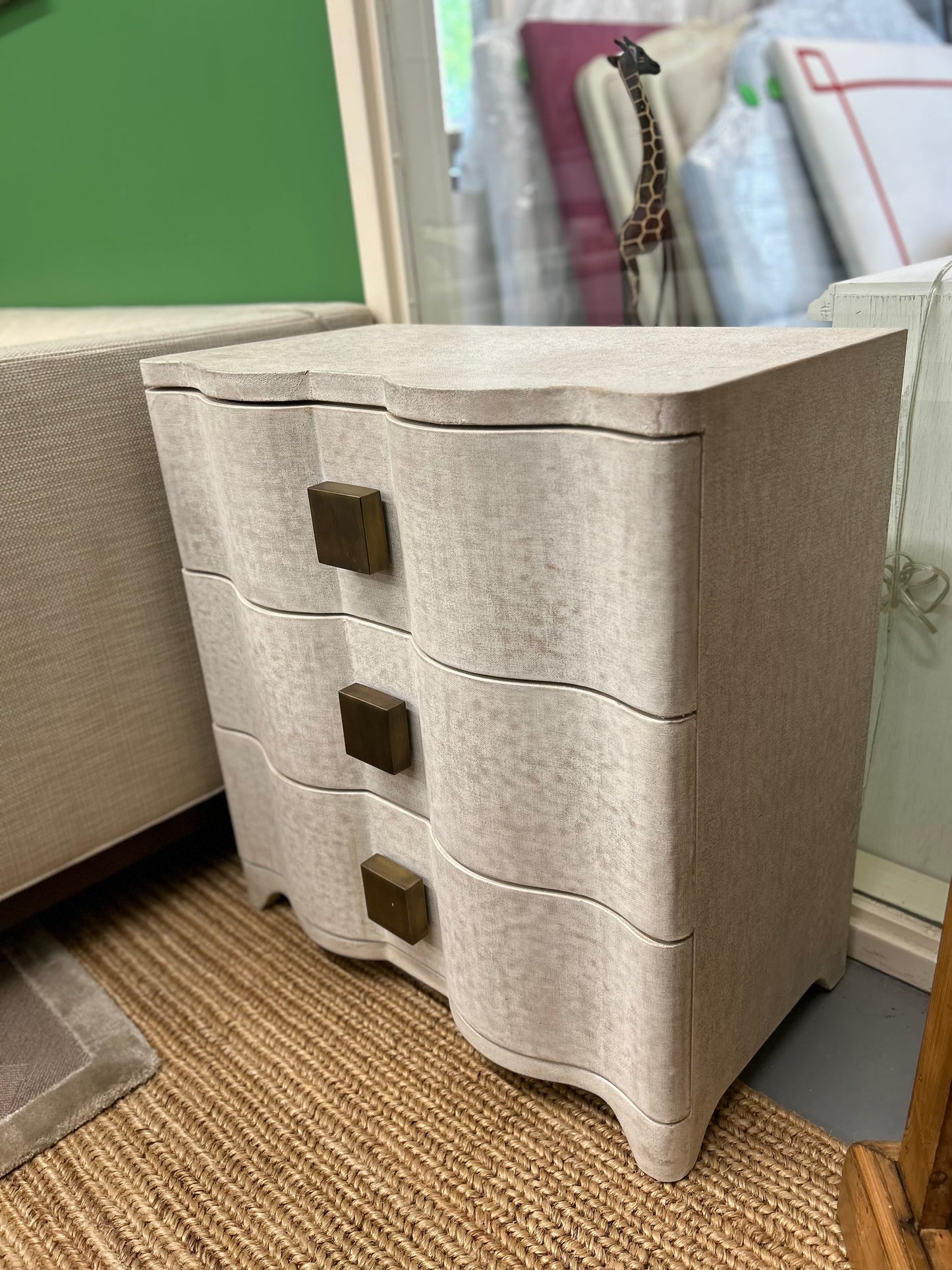 Pair Of Luxe Home Linen Sidetables