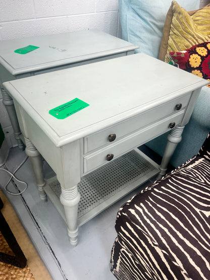 French Blue Cane Bottom Side Table