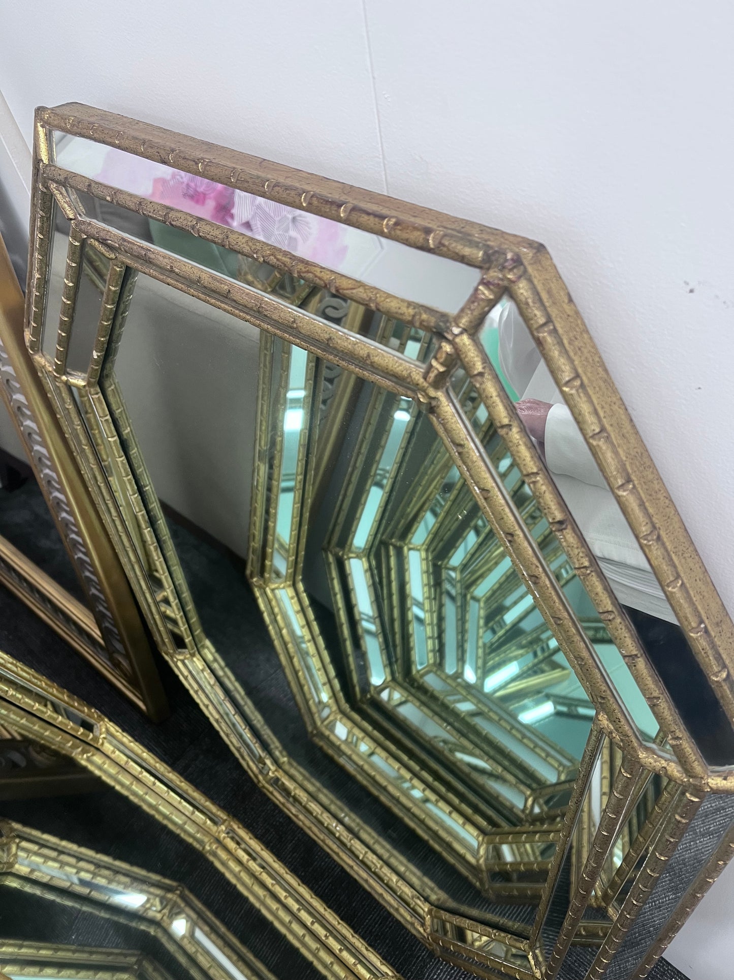 Guiltwood Faux Bamboo Mid Century Mirror