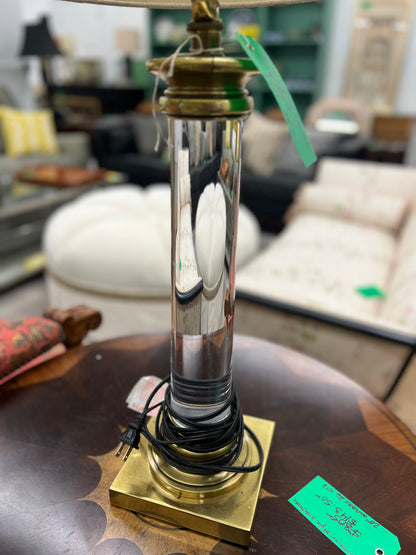 Brass And Glass Column Lamp