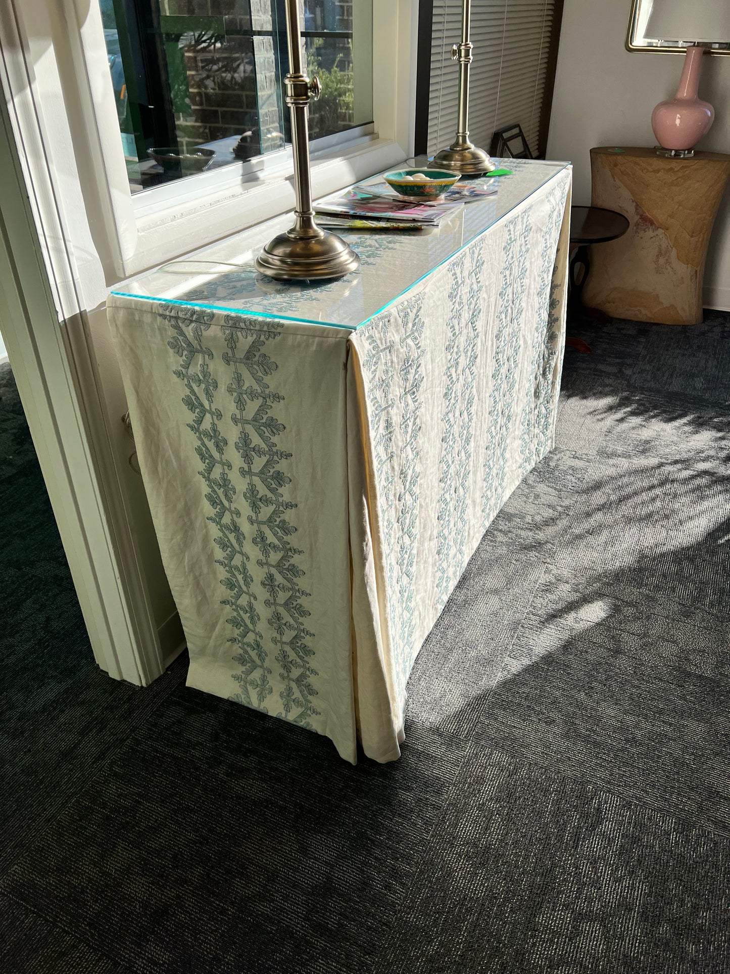 Skirted Console With Glass Top