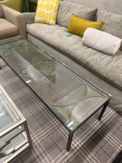 French Door Glass Top Coffee Table