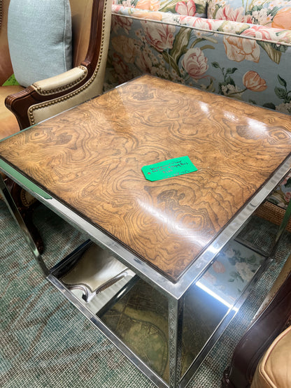 Burl Wood Top Side Table