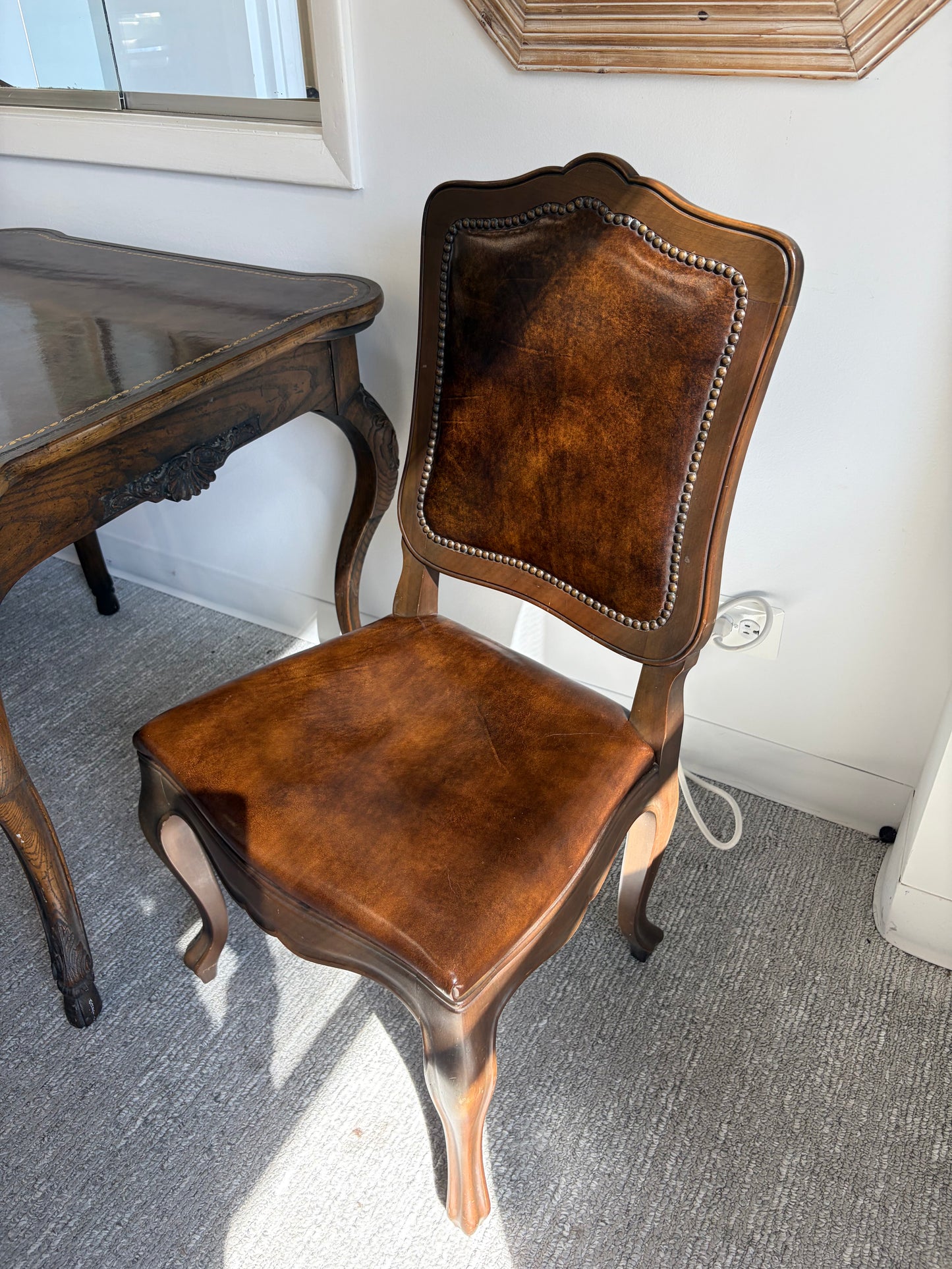 Baker Game Table With Four Leather Chairs