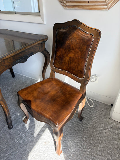 Baker Game Table With Four Leather Chairs