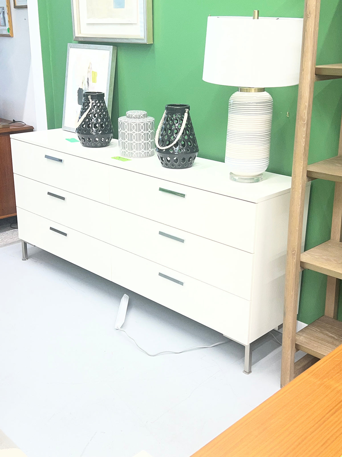 White Six Drawer Dresser