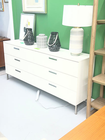 White Six Drawer Dresser
