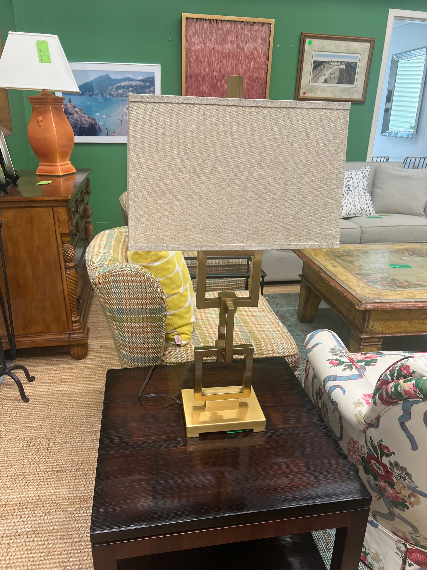 Antique Brass Square Link Lamp
