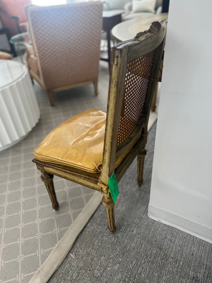Louis XVI Cane Back Occasional Chair With Leather Seat
