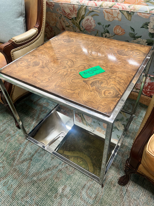 Burl Wood Top Side Table