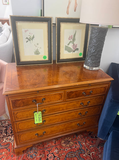 Five Drawer Burled Wood Chest
