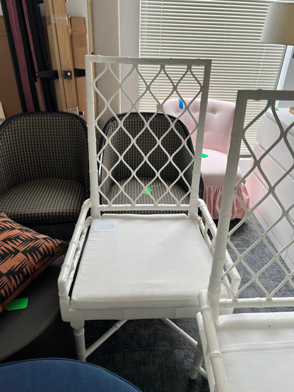 White Lacquered Bamboo Accent Chair