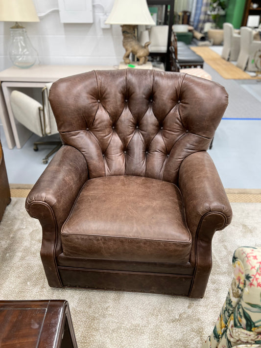 Restoration Hardware Leather Swivel Chair