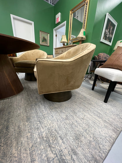 Mathew Izzo Home Dominic Camel Velvet Barrel Back Swivel