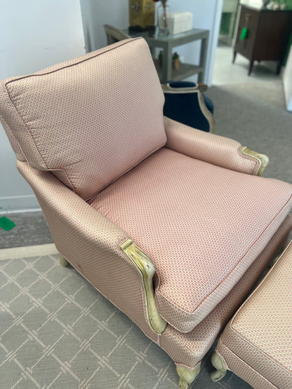 French Silk Chair With Ottoman