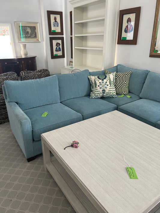Custom Blue Sectional In Performance Fabric