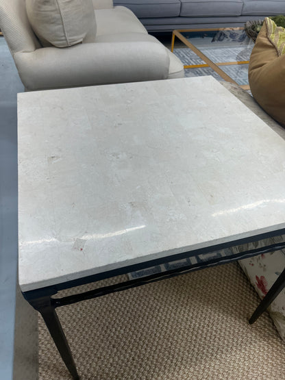 Travertine And Iron Table