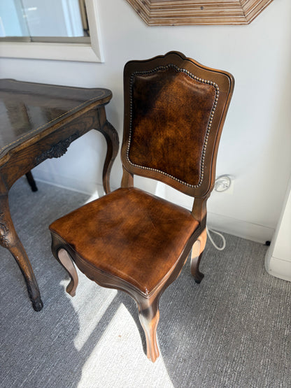 Baker Game Table With Four Leather Chairs
