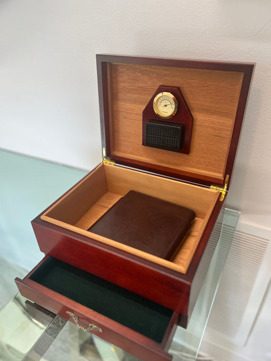 Humidor With Leather Cigar Case