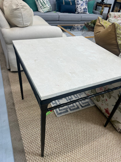 Travertine And Iron Table
