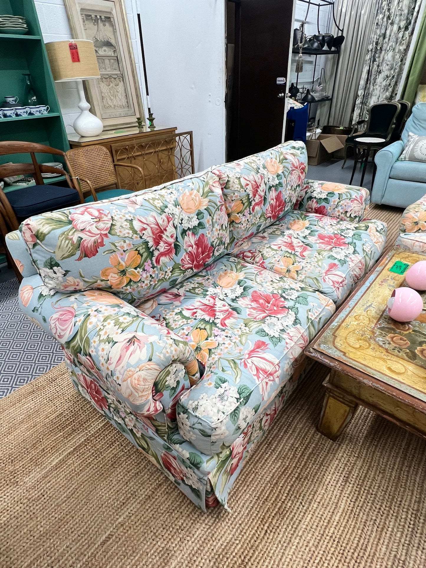 Blue Floral Sofa