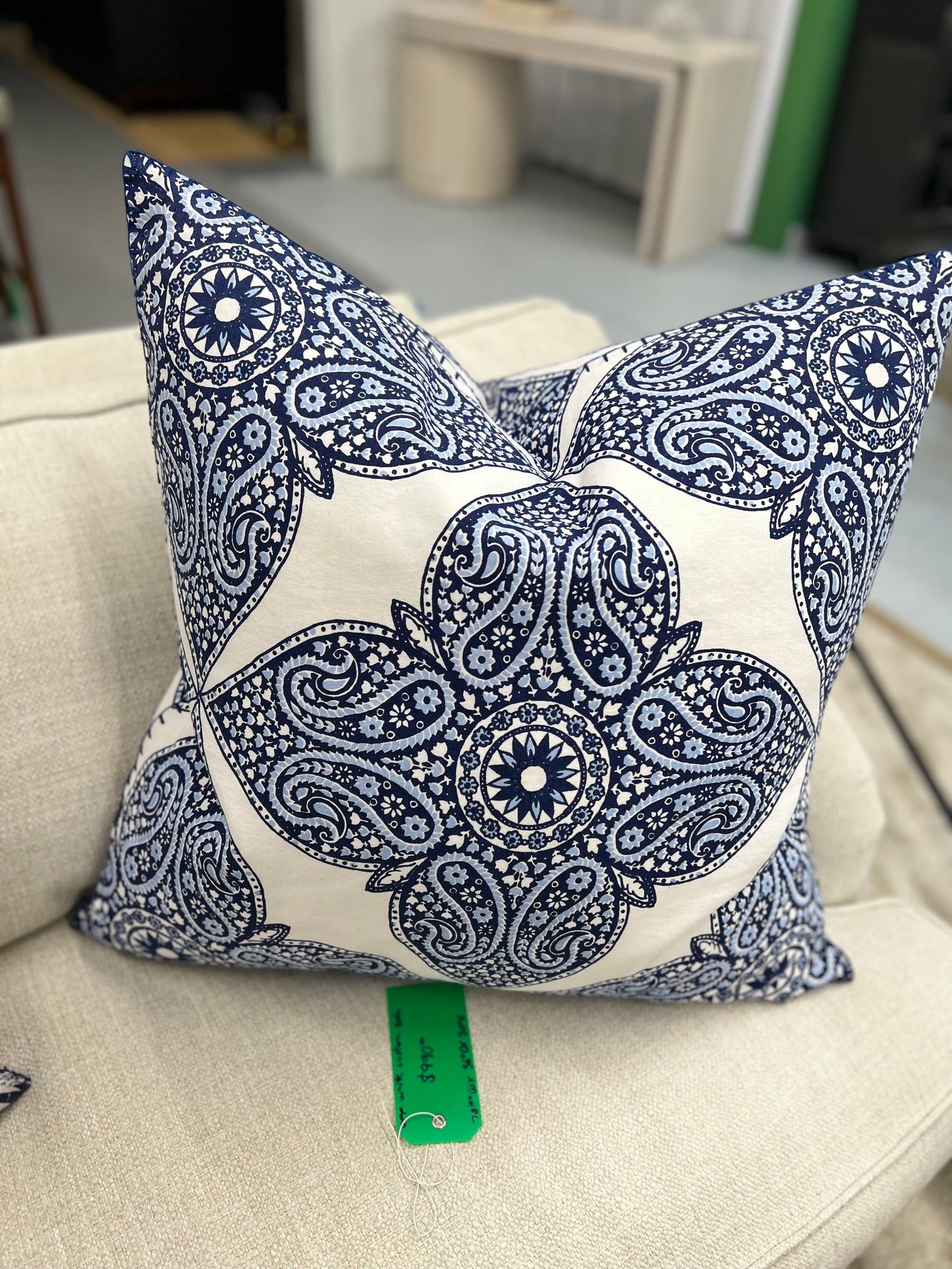 Bedside Manor Blue And White Medallion Pillow