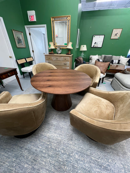 Mathew Izzo Home Dominic Camel Velvet Barrel Back Swivel
