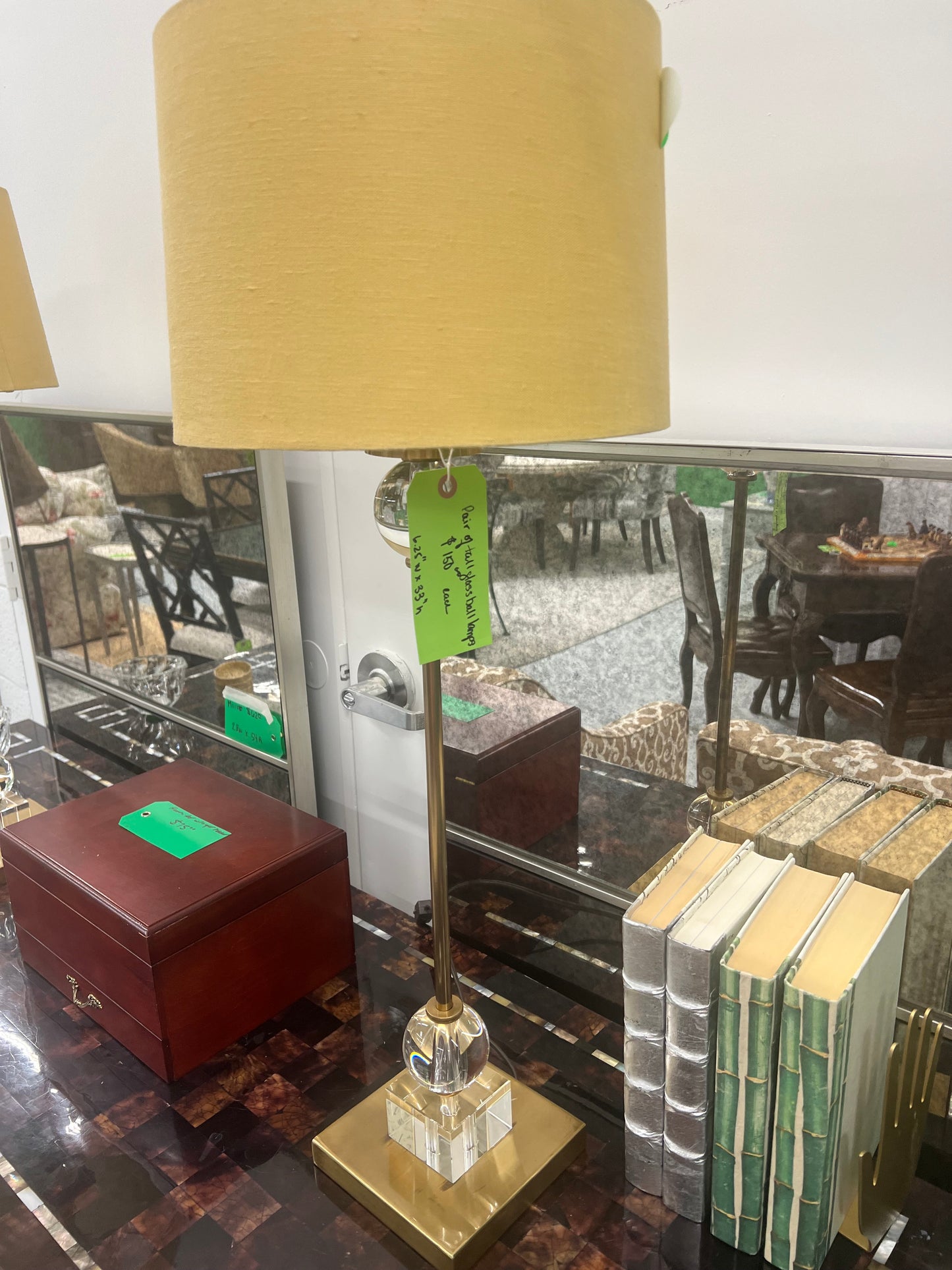 Brass And Glass Buffet Lamp