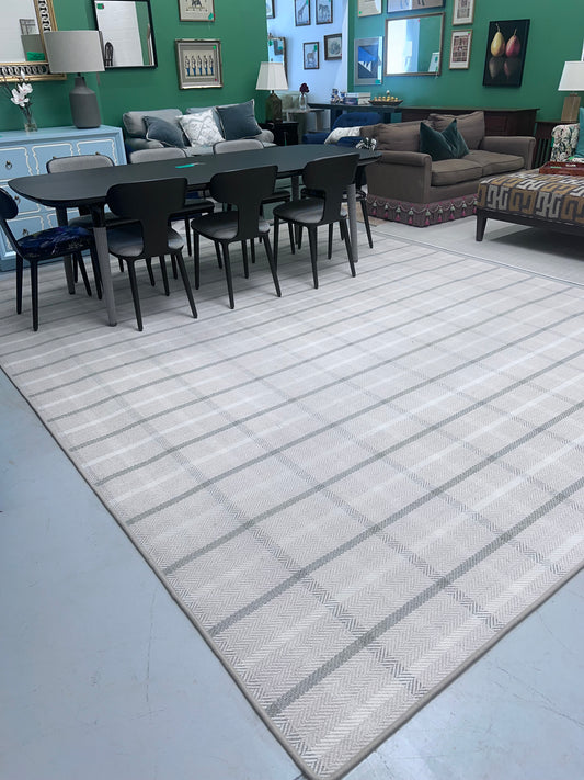 Blue And Ivory Plaid Rug